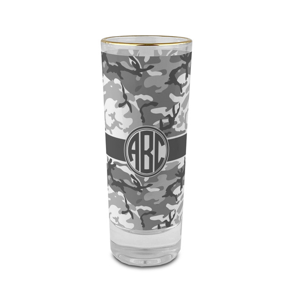 Custom Camo 2 oz Shot Glass - Glass with Gold Rim (Personalized)