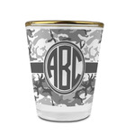 Camo Glass Shot Glass - 1.5 oz - with Gold Rim - Single (Personalized)
