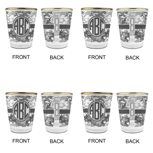 Camo Glass Shot Glass - with gold rim - Set of 4 - APPROVAL