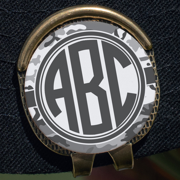 Camo Golf Ball Marker Hat Clip - Gold - Close Up