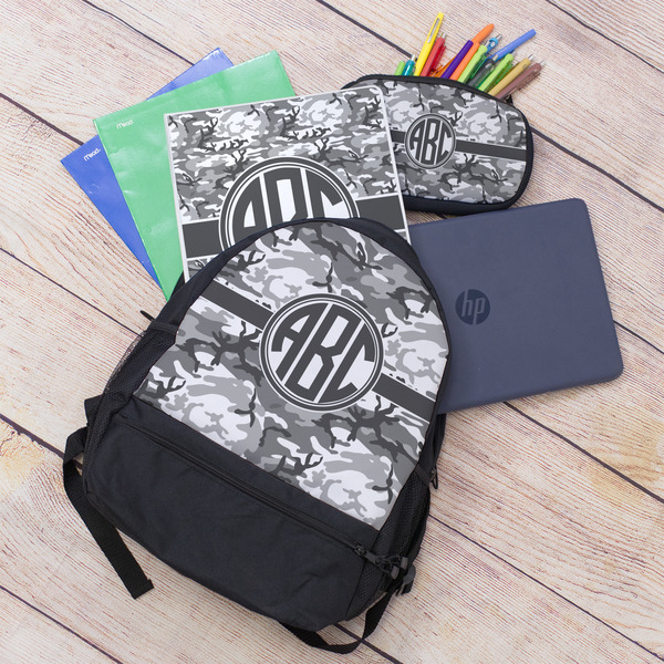 Camo Large Backpack - Black - With Stuff