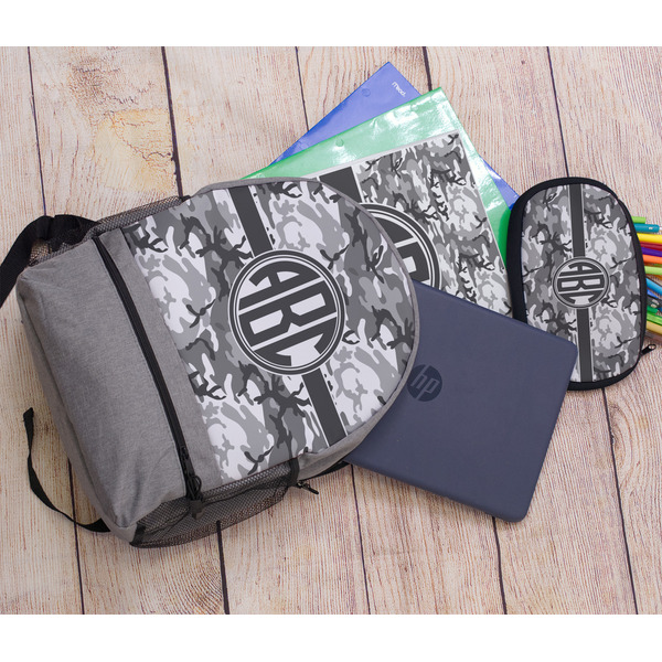 Camo Large Backpack - Gray - With Stuff