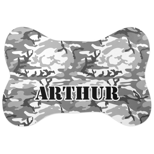 Custom Camo Bone Shaped Dog Food Mat (Personalized)