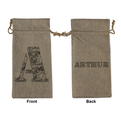 Camo Large Burlap Gift Bag - Front & Back (Personalized)