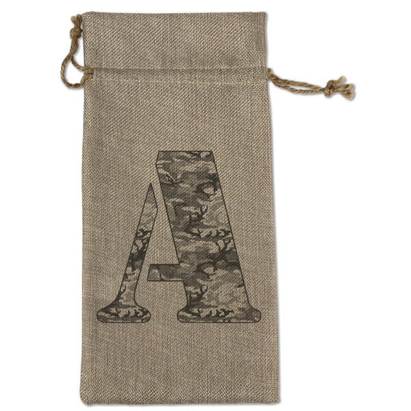 Custom Camo Large Burlap Gift Bag - Front (Personalized)