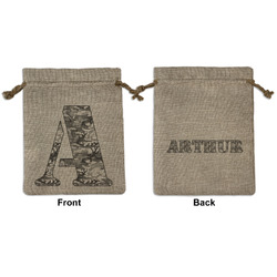 Camo Medium Burlap Gift Bag - Front & Back (Personalized)