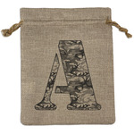 Camo Medium Burlap Gift Bag - Front (Personalized)