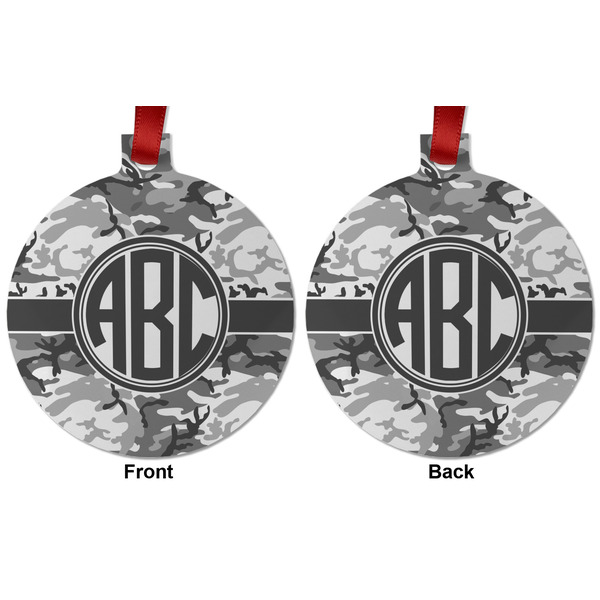 Camo Metal Ball Ornament - Front and Back