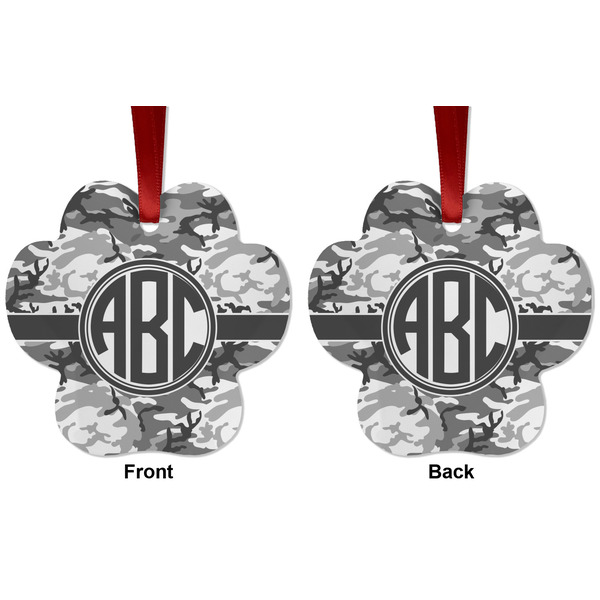 Camo Metal Paw Ornament - Front and Back