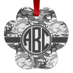 Camo Metal Paw Ornament - Double Sided w/ Monogram