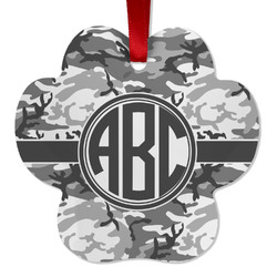 Camo Metal Paw Ornament - Double Sided w/ Monogram