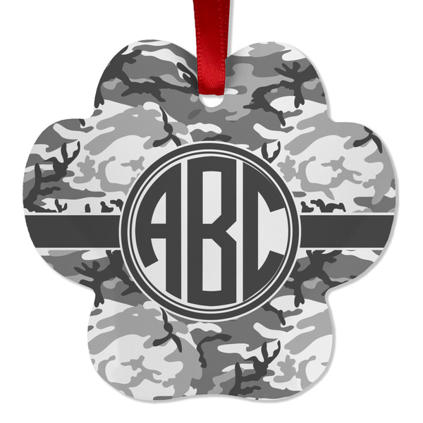 Custom Camo Metal Paw Ornament - Double Sided w/ Monogram