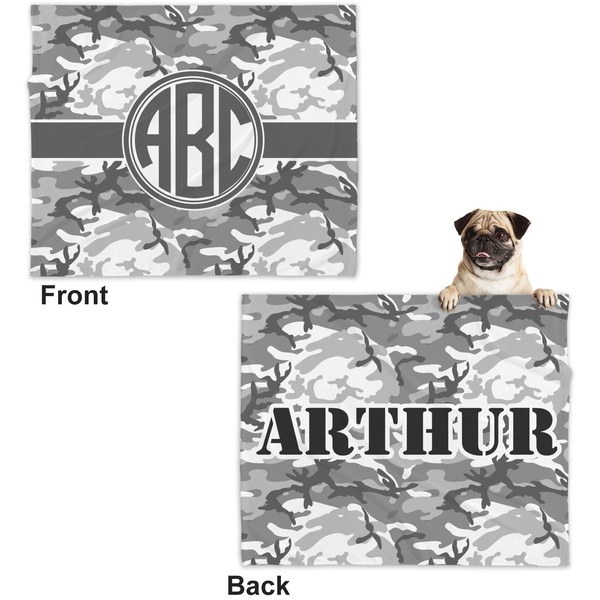 Camo Microfleece Dog Blanket - Large- Front & Back
