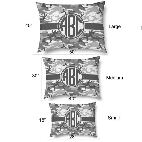 Camo Outdoor Dog Beds - SIZE CHART