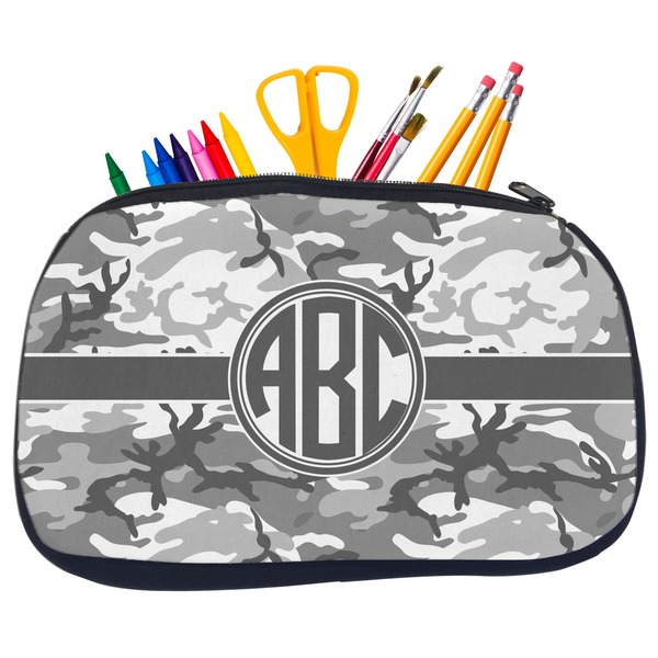 Custom Camo Neoprene Pencil Case - Medium w/ Monogram
