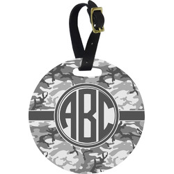 Camo Plastic Luggage Tag - Round (Personalized)