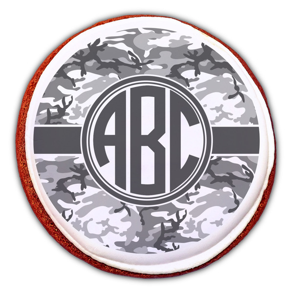 Camo Printed Icing Circle - Large - On Cookie