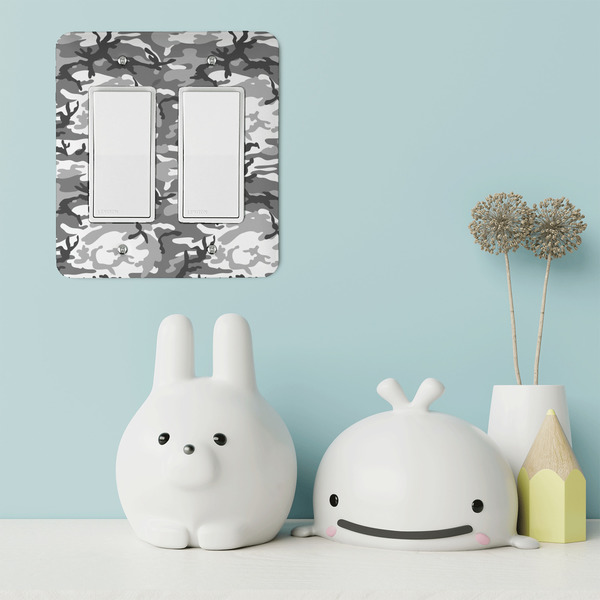Camo Rocker Light Switch Covers - Double - IN CONTEXT