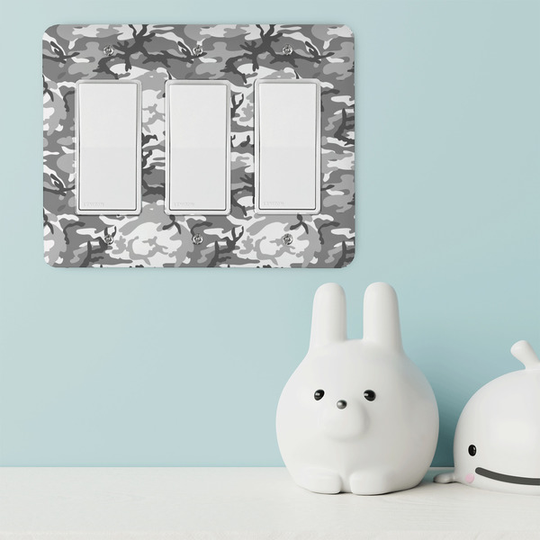 Camo Rocker Light Switch Covers - Triple - IN CONTEXT