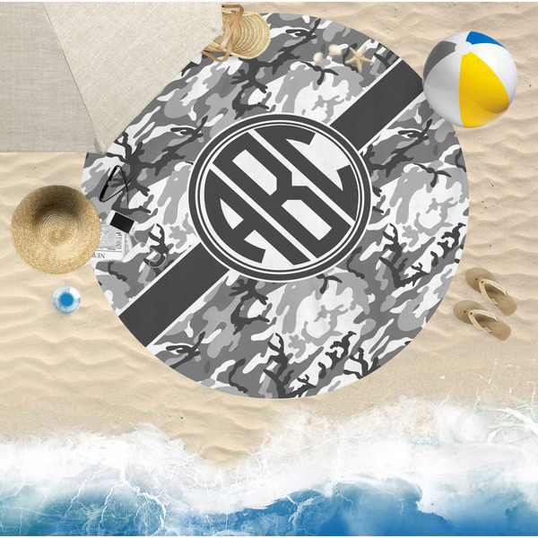 Camo Round Beach Towel Lifestyle