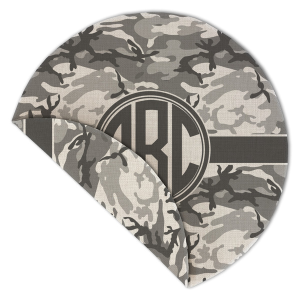 Camo Round Linen Placemats - Front (folded corner double sided)