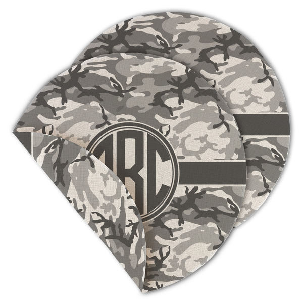 Custom Camo Round Linen Placemat - Double Sided (Personalized)