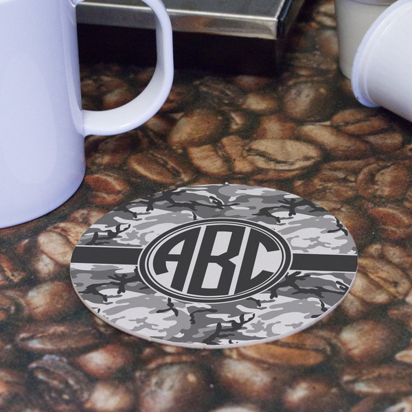 Camo Round Paper Coaster - Front