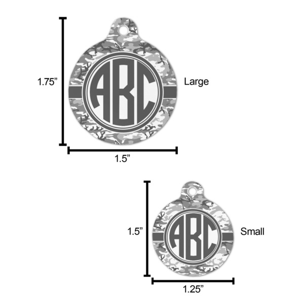 Camo Round Pet ID Tag - Large - Comparison Scale