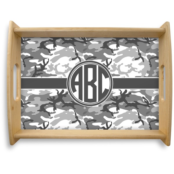 Custom Camo Natural Wooden Tray - Large (Personalized)
