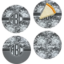 Camo Set of 4 Glass Appetizer / Dessert Plate 8" (Personalized)