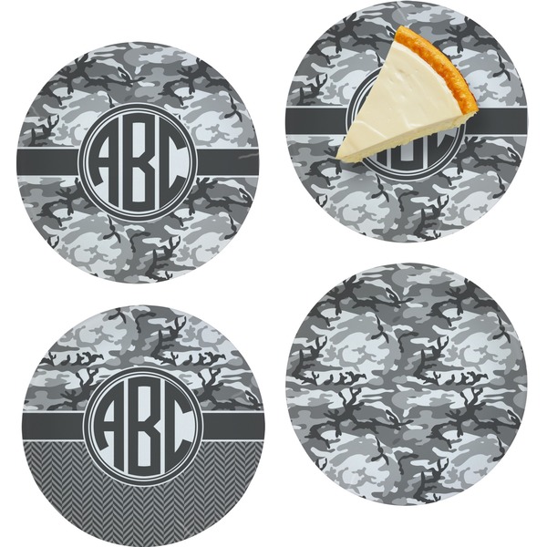 Custom Camo Set of 4 Glass Appetizer / Dessert Plate 8" (Personalized)