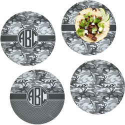 Camo Set of 4 Glass Lunch / Dinner Plate 10" (Personalized)