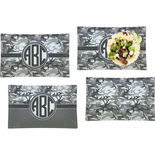 Custom Camo Set of 4 Glass Rectangular Lunch / Dinner Plate (Personalized)