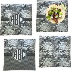 Camo Set of 4 Glass Square Lunch / Dinner Plate 9.5" (Personalized)