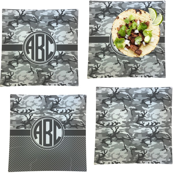Custom Camo Set of 4 Glass Square Lunch / Dinner Plate 9.5" (Personalized)