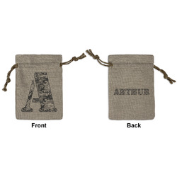 Camo Small Burlap Gift Bag - Front & Back (Personalized)