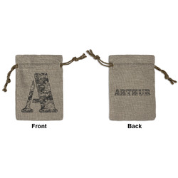 Camo Small Burlap Gift Bag - Front & Back (Personalized)
