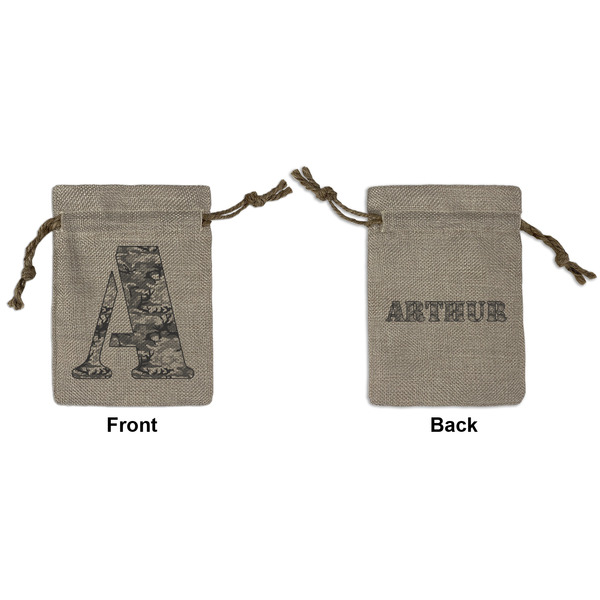 Custom Camo Small Burlap Gift Bag - Front & Back (Personalized)