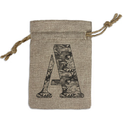 Camo Small Burlap Gift Bag - Front (Personalized)