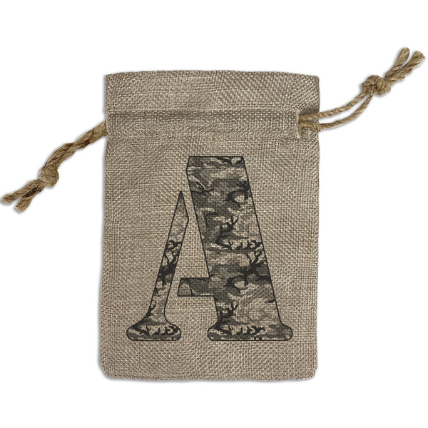 Custom Camo Small Burlap Gift Bag - Front (Personalized)