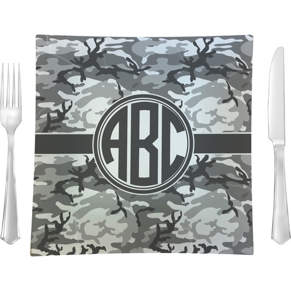 Custom Camo 9.5" Glass Square Lunch / Dinner Plate- Single or Set of 4 (Personalized)
