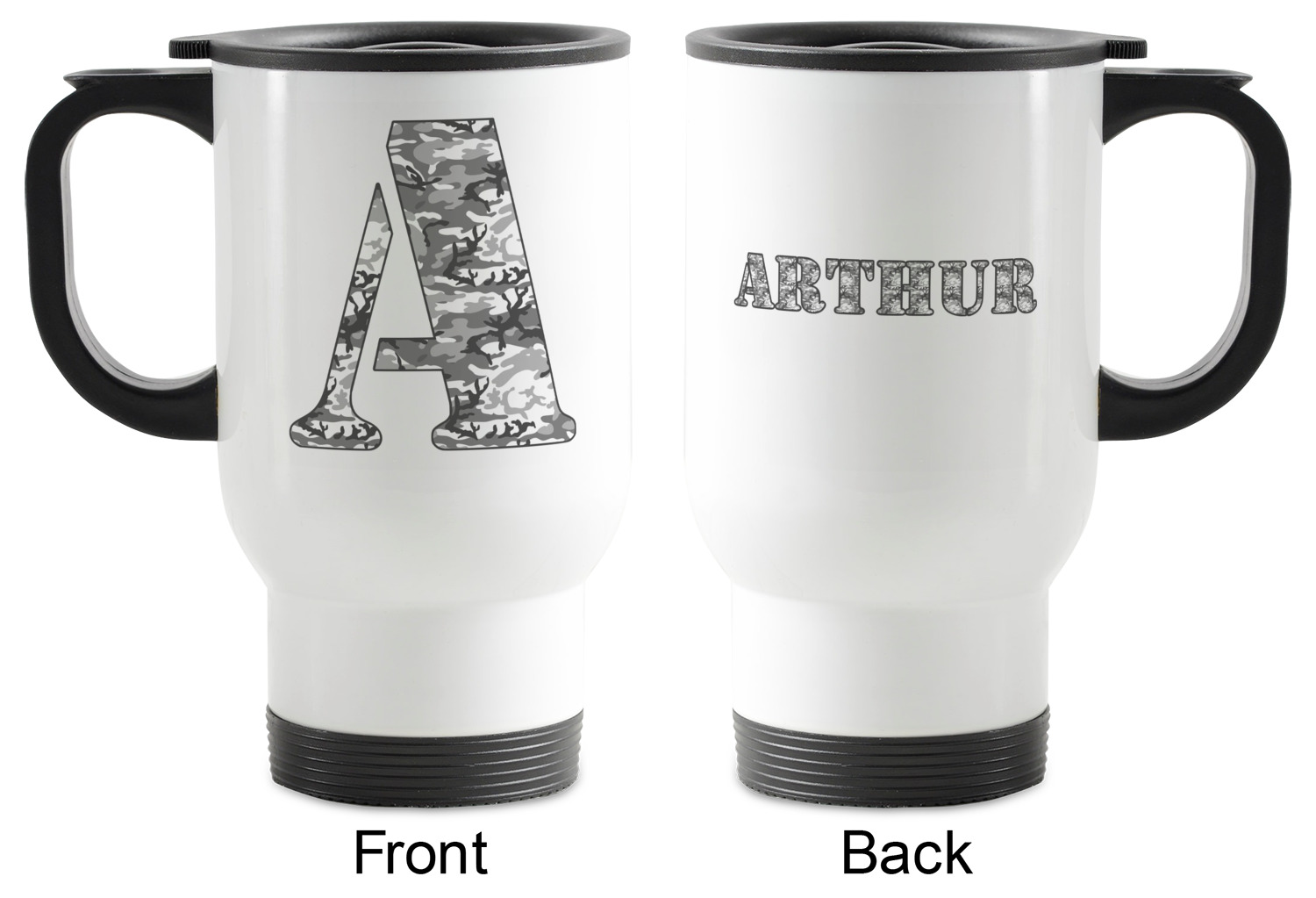 Camo Stainless Steel Travel Mug with Handle YouCustomizeIt