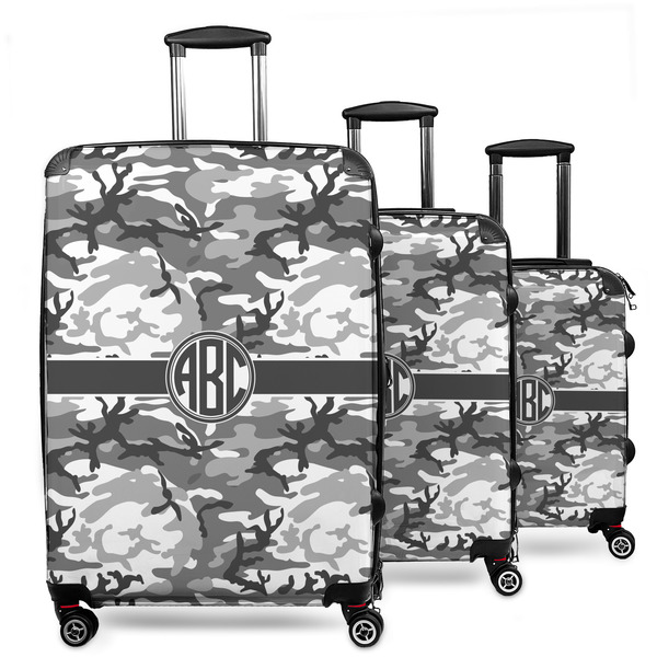 Custom Camo 3 Piece Luggage Set - 20" Carry On, 24" Medium Checked, 28" Large Checked (Personalized)