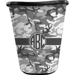 Camo Waste Basket - Single Sided (Black) (Personalized)