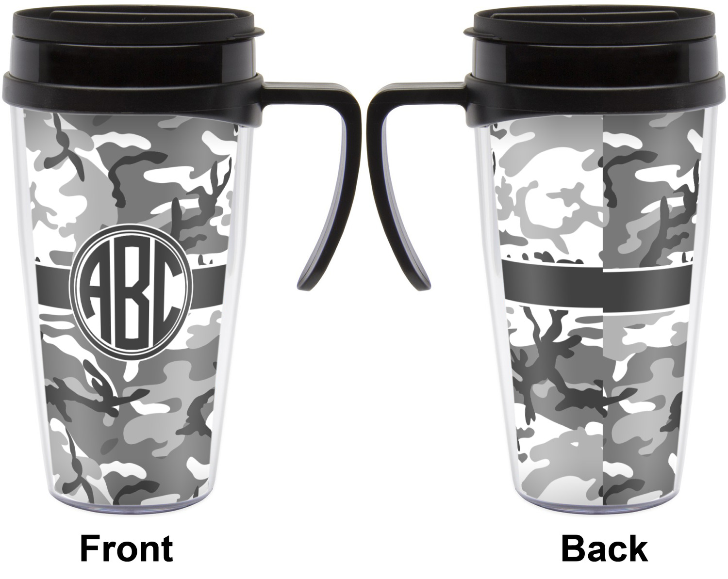 Camo Acrylic Travel Mug with Handle (Personalized) YouCustomizeIt