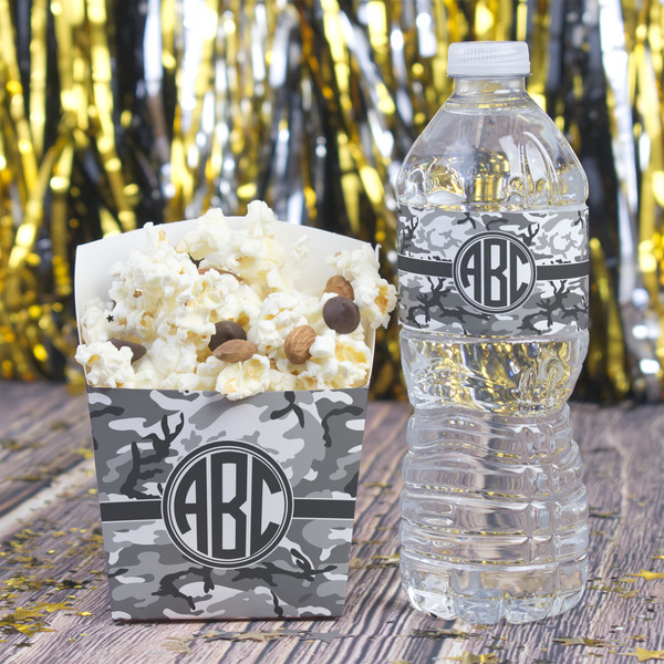 Camo Water Bottle Label - w/ Favor Box