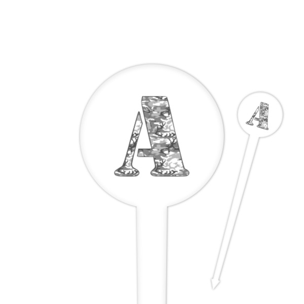 Custom Camo 4" Round Plastic Food Picks - White - Single Sided (Personalized)