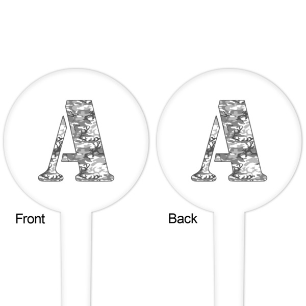 Camo White Plastic 4" Food Pick - Round - Double Sided - Front & Back