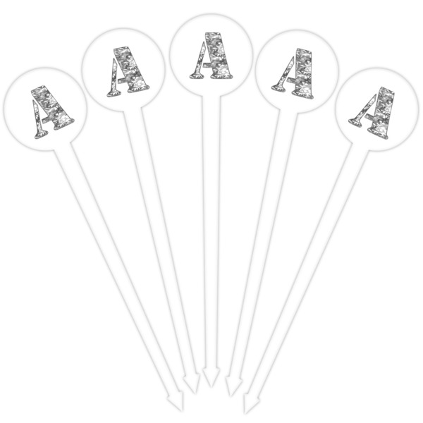 Camo White Plastic 4" Food Pick - Round - Fan View