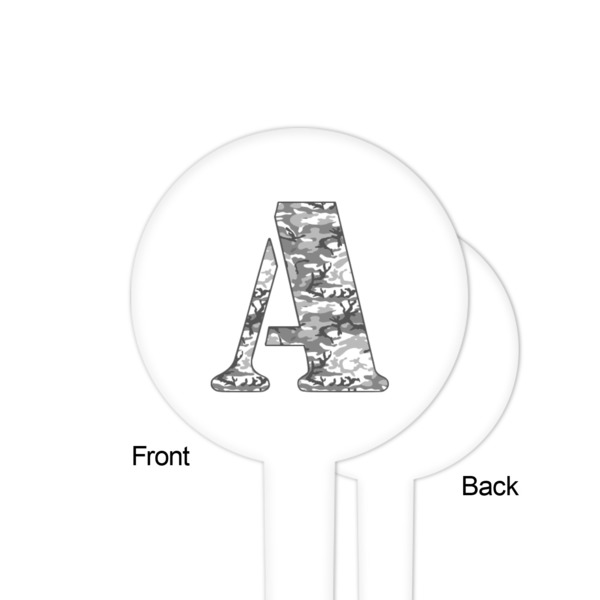 Camo White Plastic 4" Food Pick - Round - Single Sided - Front & Back